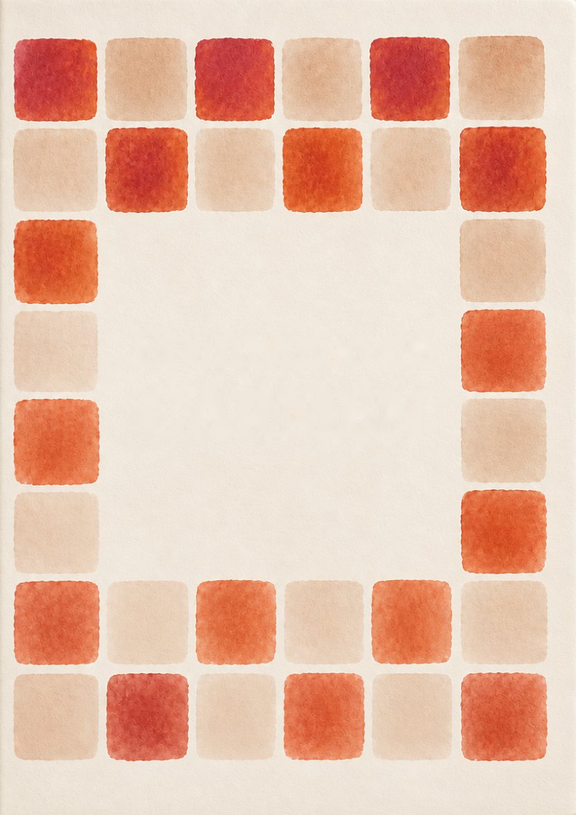 Portada en acuarela de un cuento personalizado con un marco de mosaico de colores