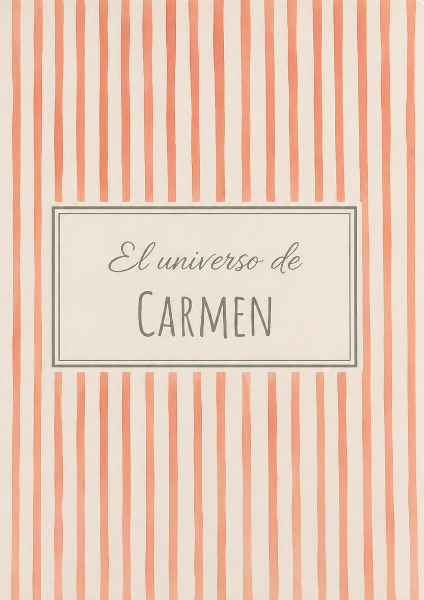 Portada de un cuento personalizado ilustrado en acuarela: «El universo de Carmen»